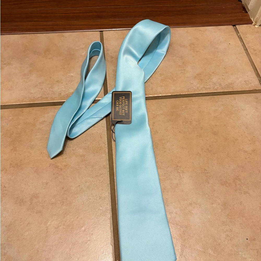 Light Blue long Silk Tie